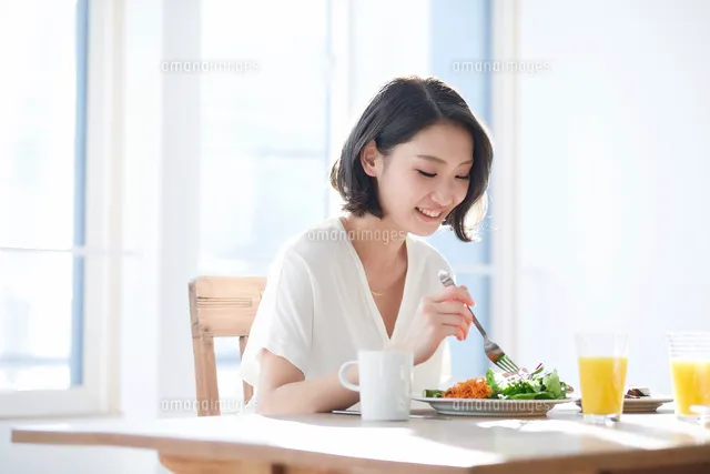 A woman having a meal